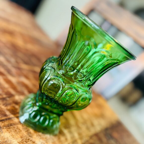 Vintage Green Glass Vase With Textured Design 8” - Picture 5 of 11